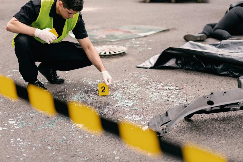 Victim with embedded glass wounds after a severe car accident