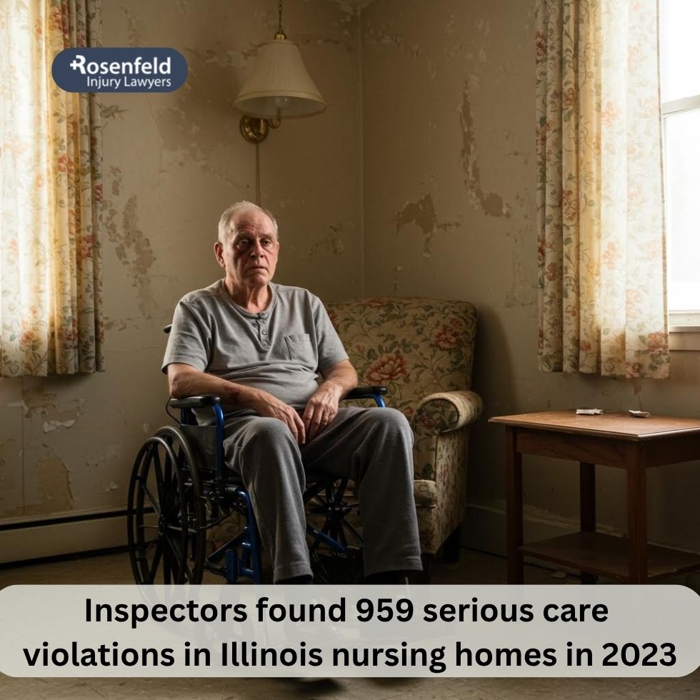 Elderly resident showing signs of abuse in a group home setting.