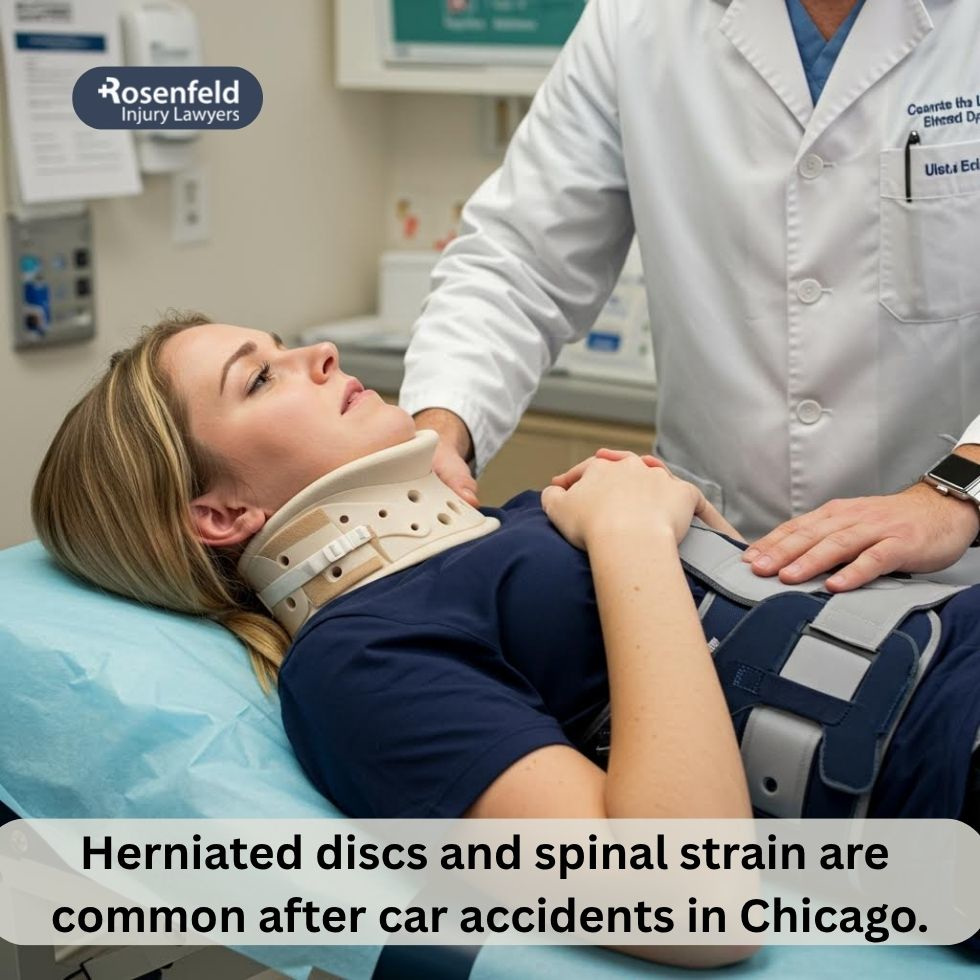 Seeking medical attention for back pain and herniated discs after a car accident.