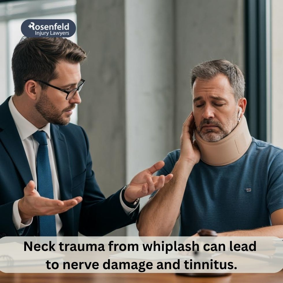 Top lawyer representing clients with whiplash and tinnitus after a car accident.