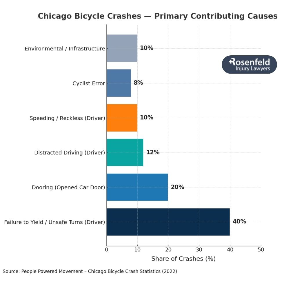 Attorney explaining common causes of Chicago bicycle accidents.