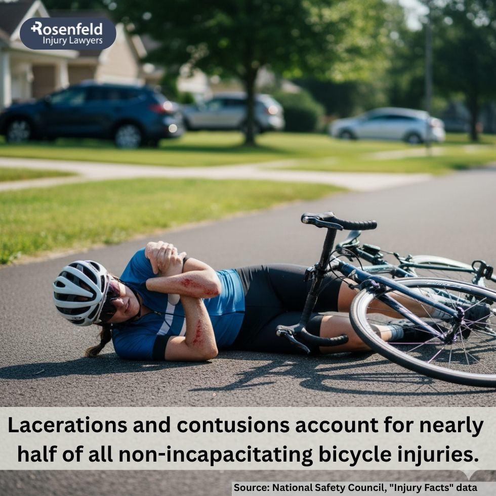 Injured cyclist receiving medical attention after a bicycle accident in Chicago.