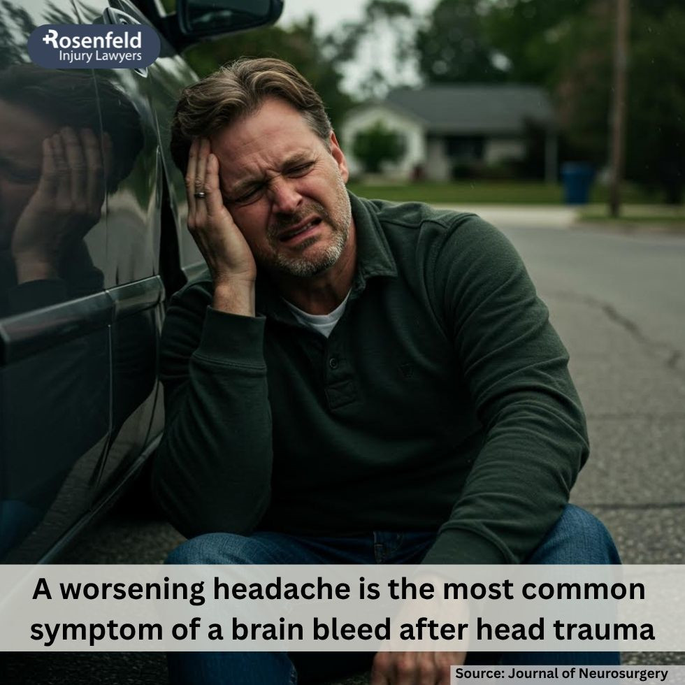 Brain bleed following a traumatic car accident.