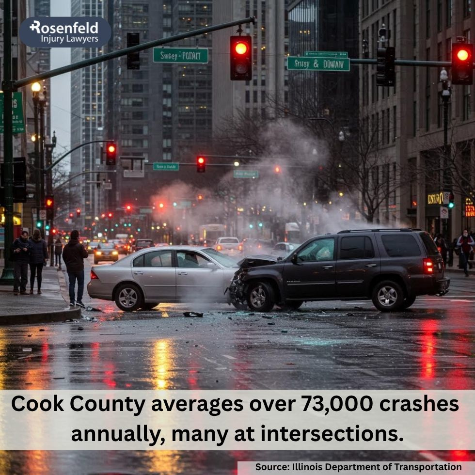 Car accident attorney in Chicago reviewing details of a car crash with injured client.