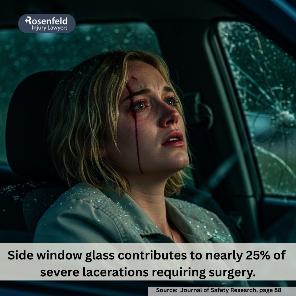 Chicago car accident victim receiving treatment for glass shard injuries