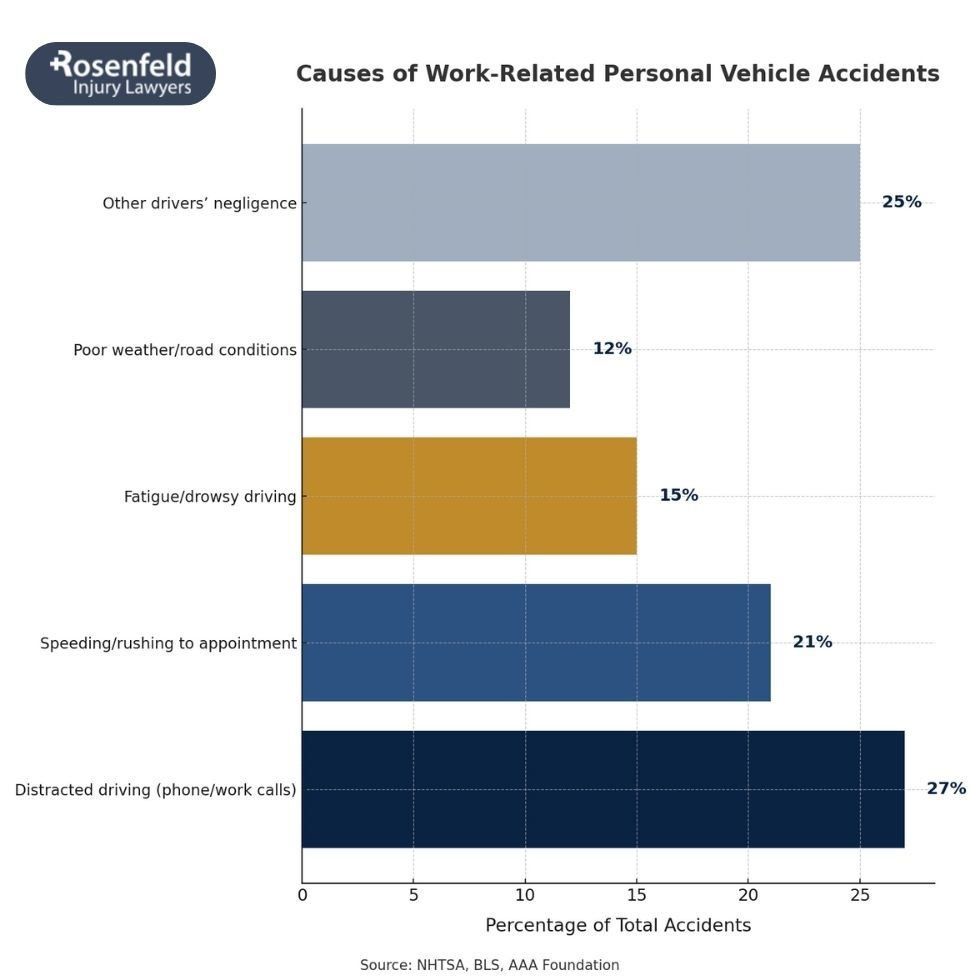 Crash involving an employee's personal vehicle used for job duties