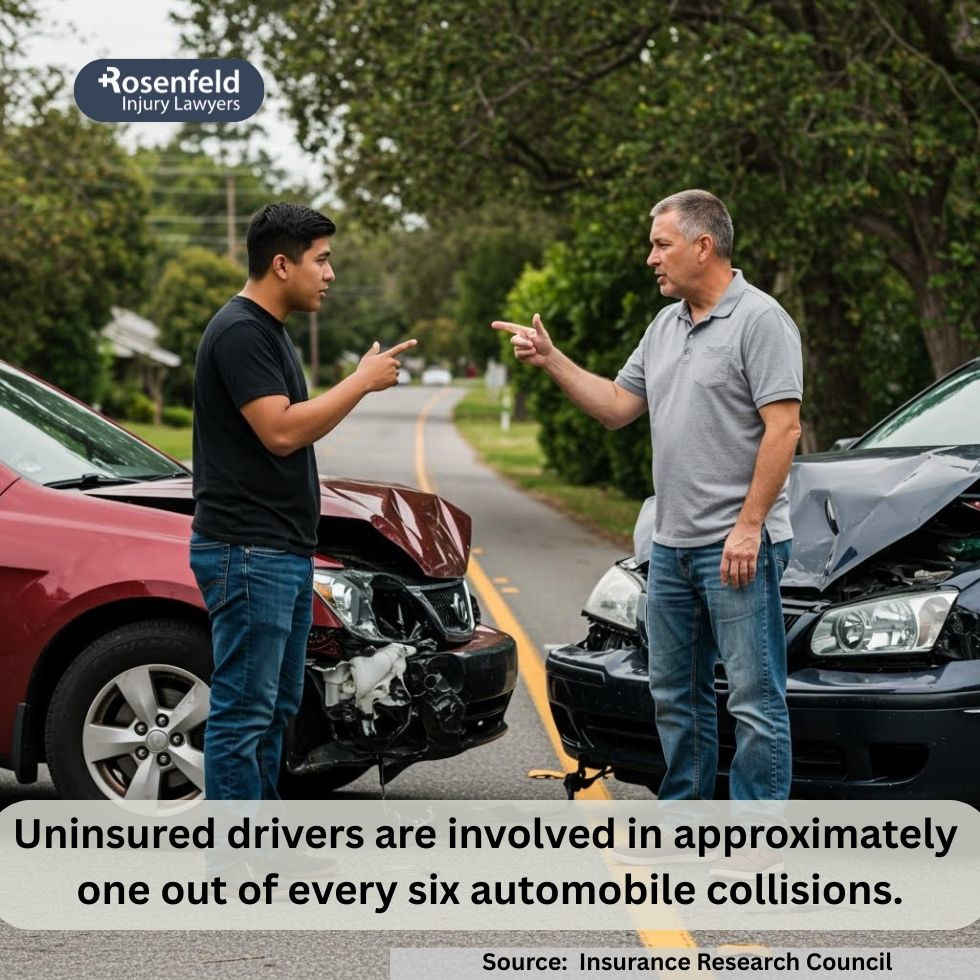 Injured driver filing a car insurance claim after a car accident with an uninsured at-fault driver.