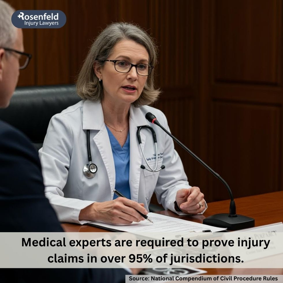 Chicago car accident lawyer reviewing expert witness report with client.