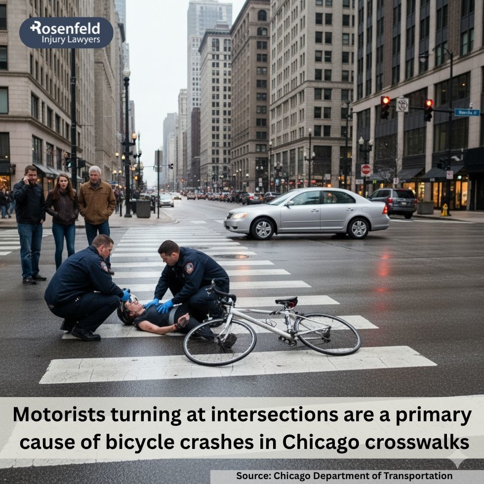 Bicycle injury lawyer representing Chicago cyclists hit in a crosswalk accident.