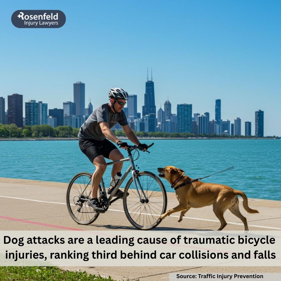 A Chicago lawyer assisting a cyclist injured in a dog attack-related bicycle accident.