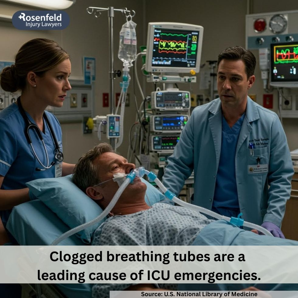 Clogged breathing tube injury at a nursing home requiring legal action.