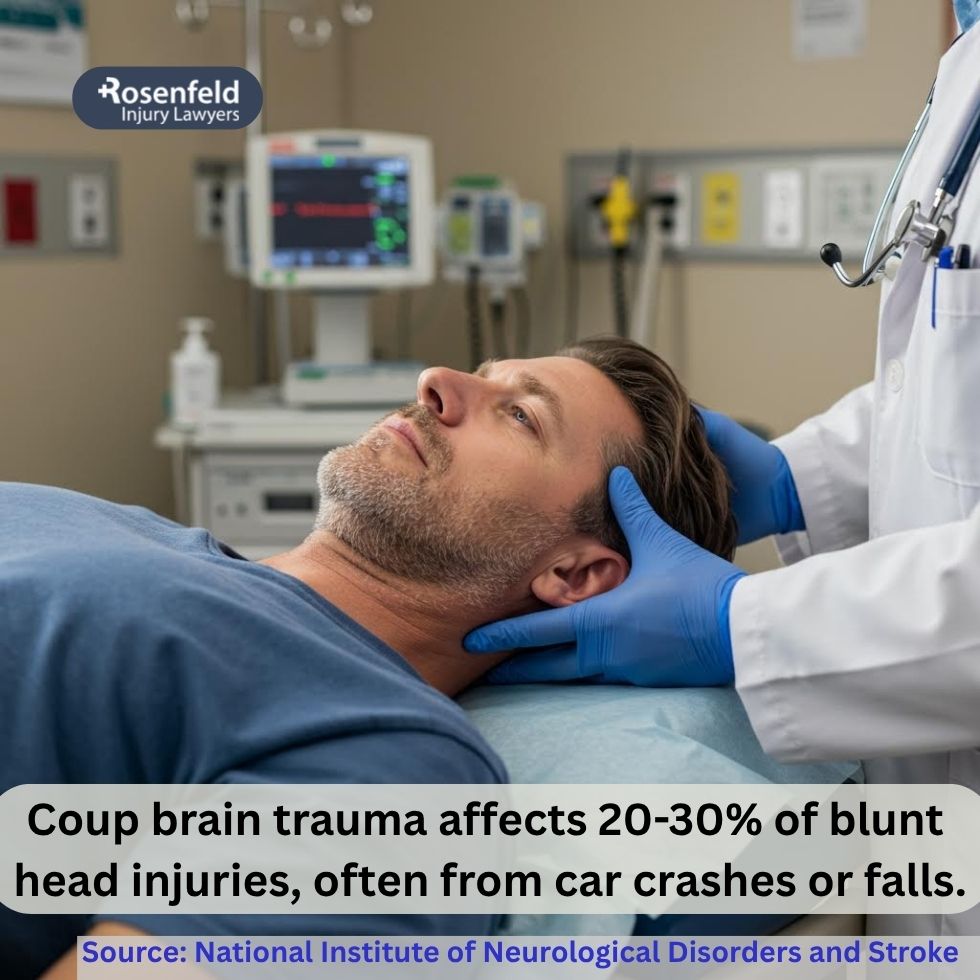 Coup brain trauma occurs at the site of direct impact to the skull