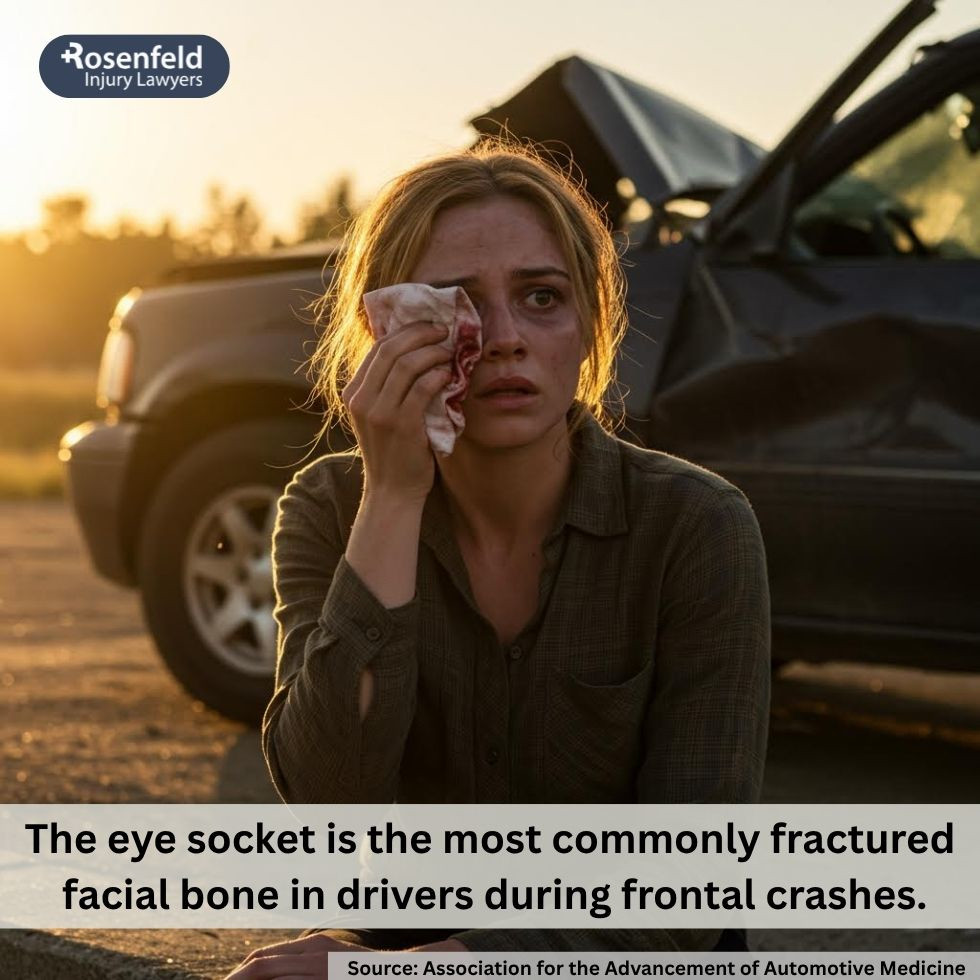 Attorney reviewing medical records for car accident face injuries involving fractured facial bones.