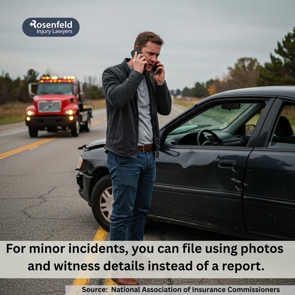 Client filing an insurance claim without a police report after a car accident