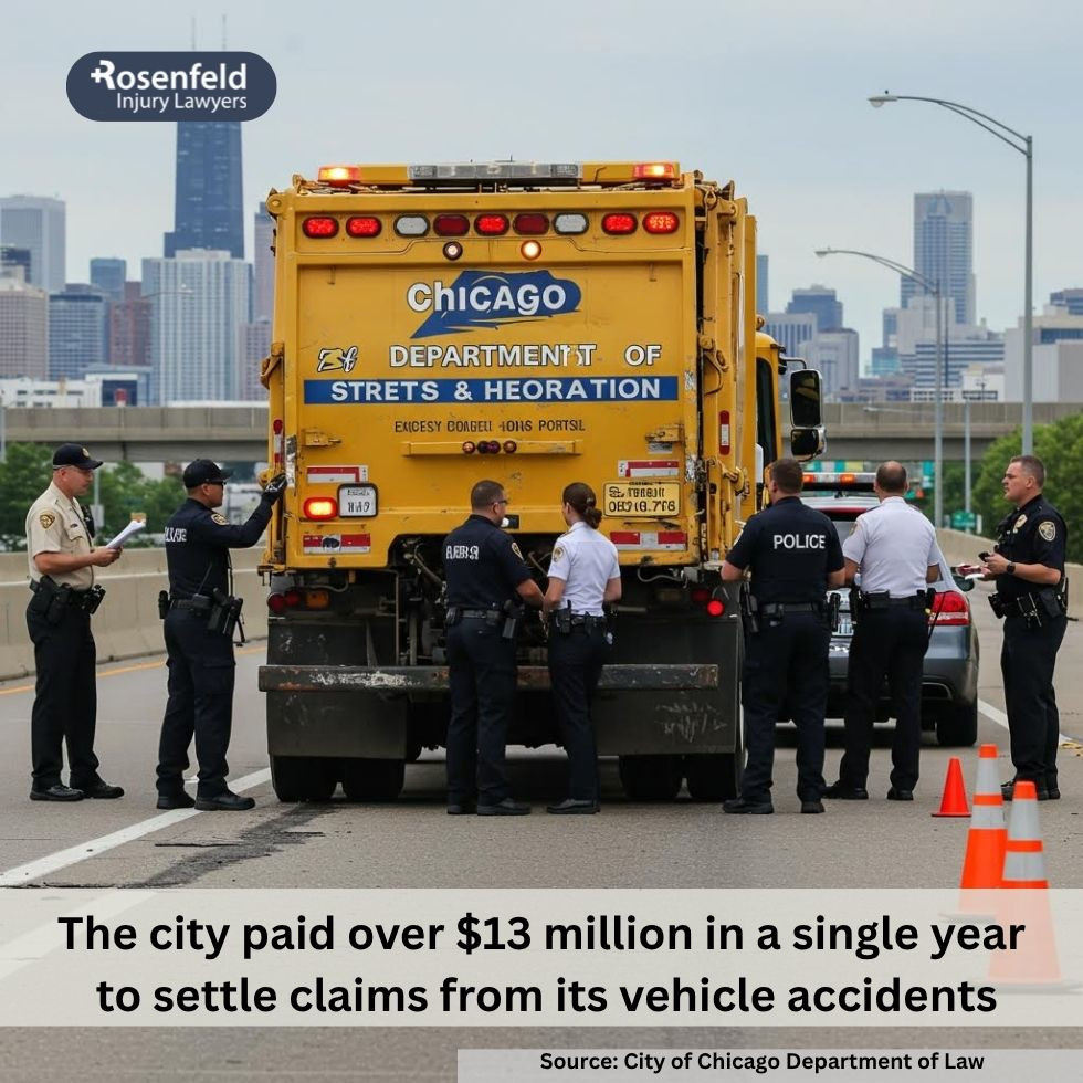 Injuries caused by a car accident involving a government vehicle in Chicago