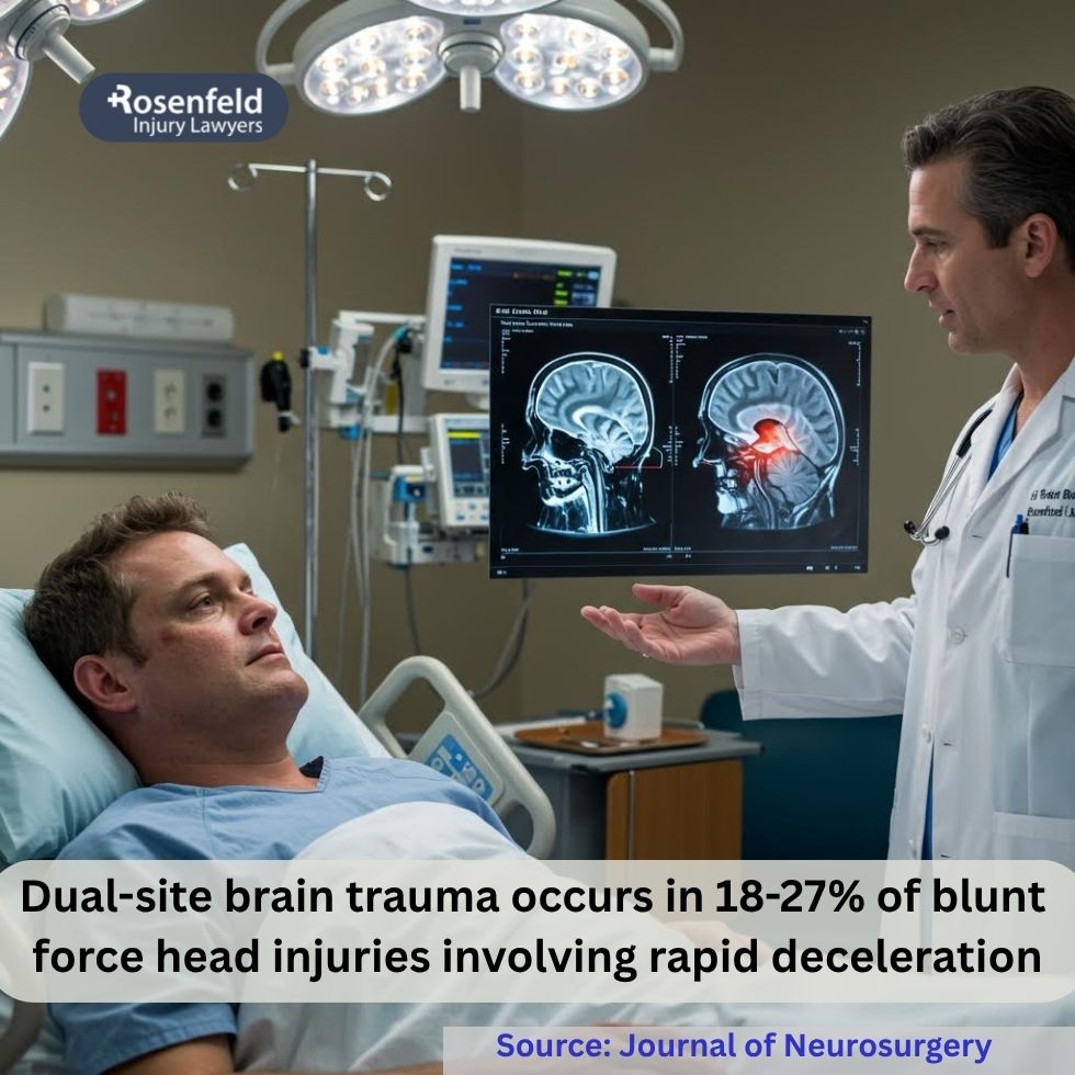 Head injury can cause both contrecoup and coup brain trauma depending on force
