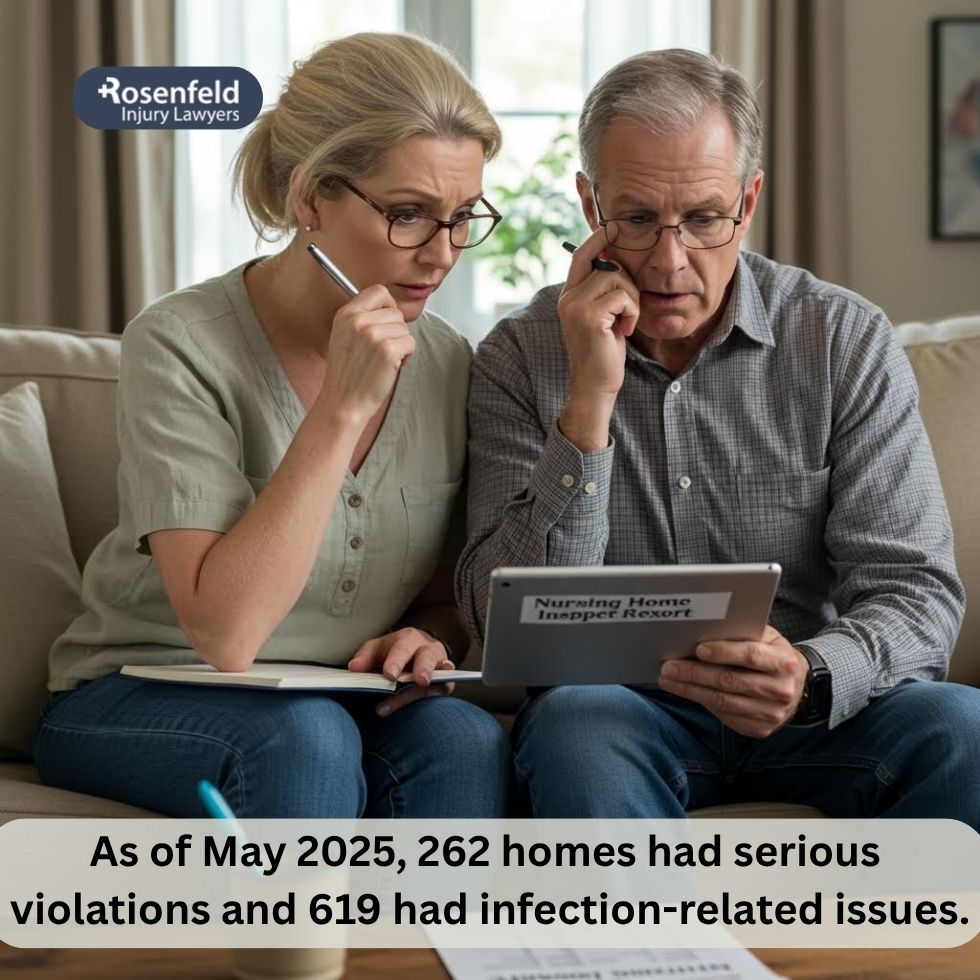 Visual of poor healthcare practices cited in Illinois nursing home violations.