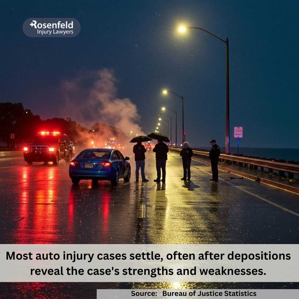 Law firm preparing next steps after deposition in a car accident case.