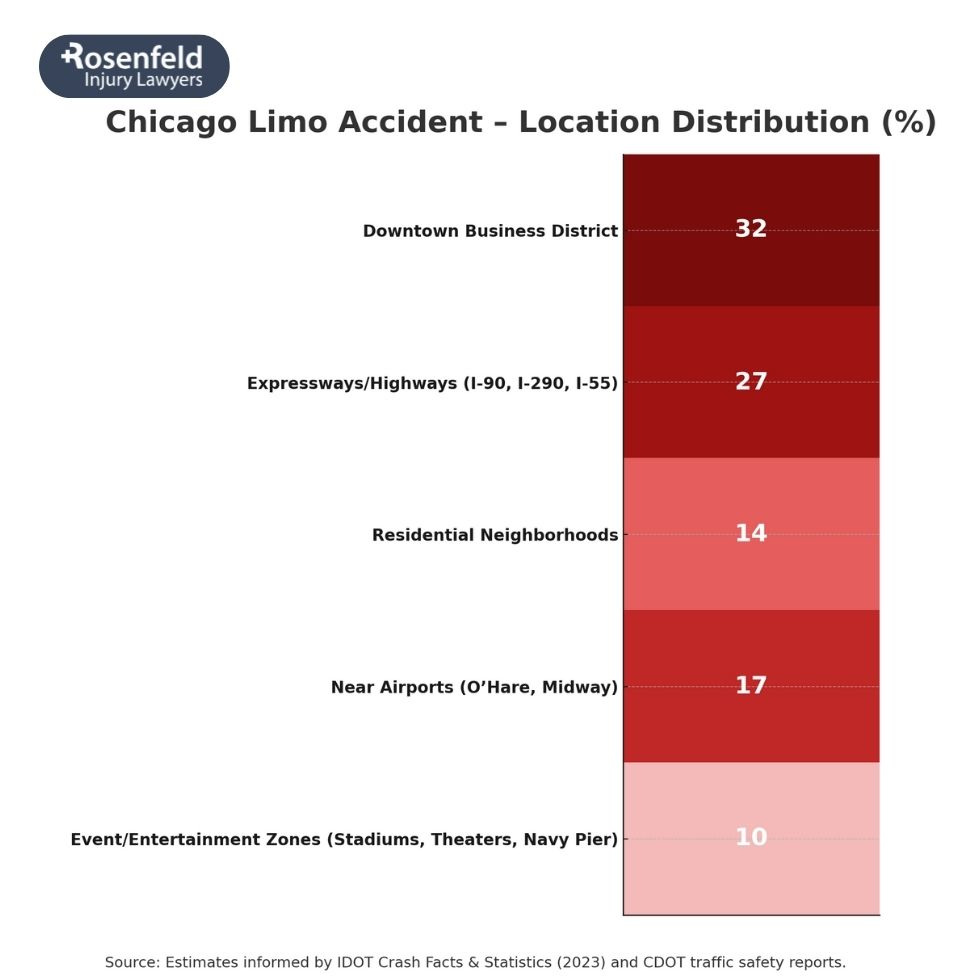 Law firm attorney reviewing a limousine accident case involving a serious car crash