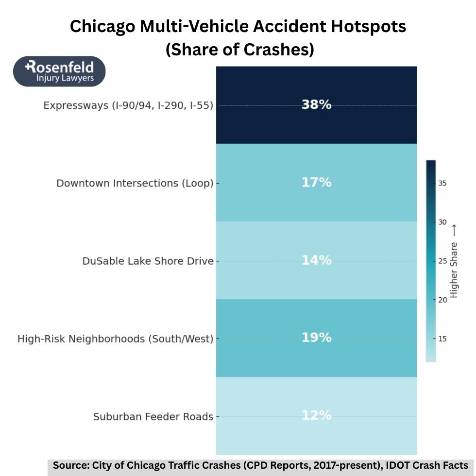 Law firm battling insurance companies for victims of multi-car collisions.