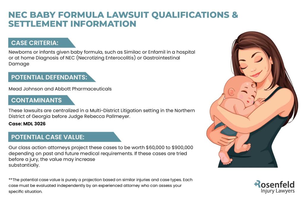 criteria to file a nec baby formula lawsuit and potential settlement values