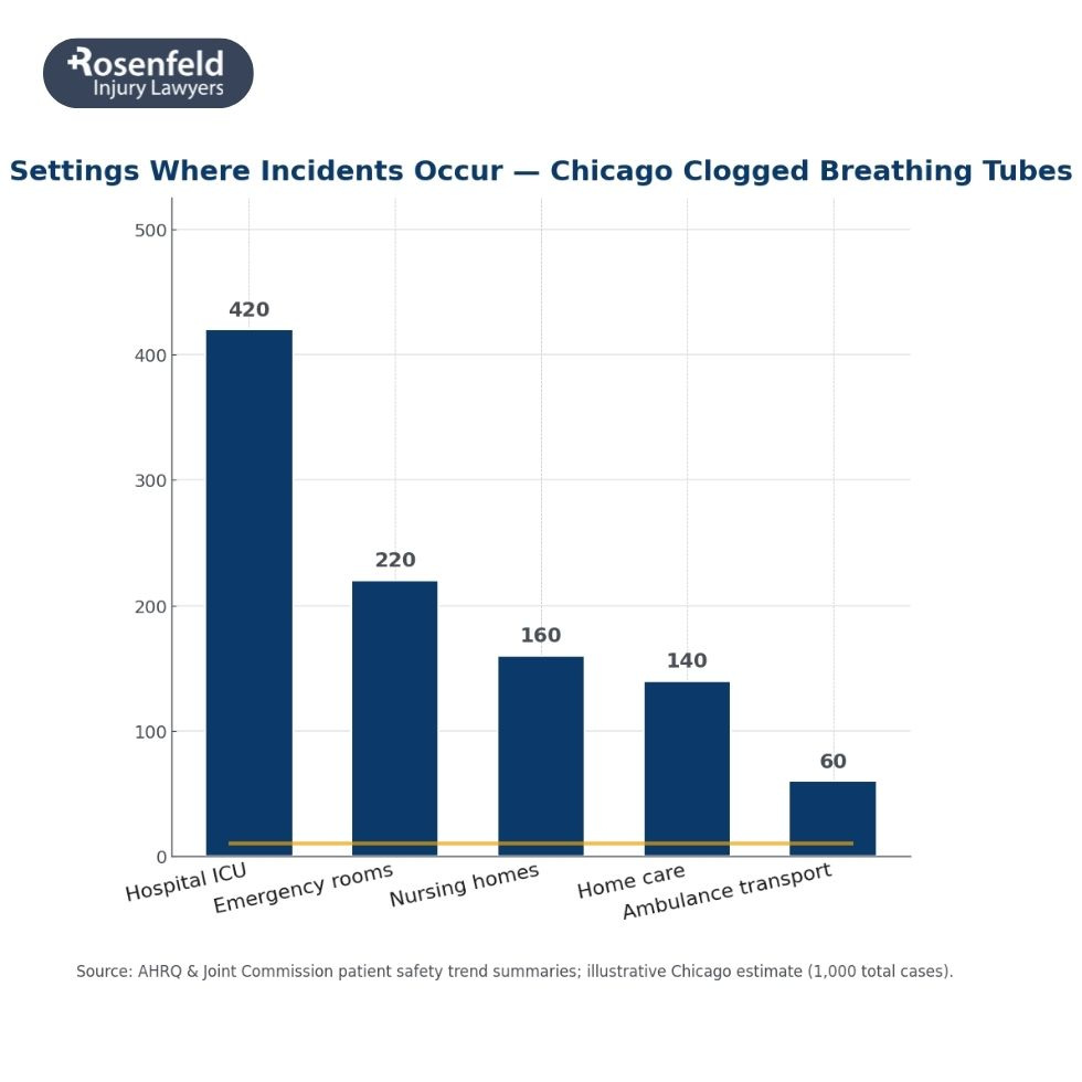 Lawsuit filed after a resident suffered injury from a clogged breathing tube. 