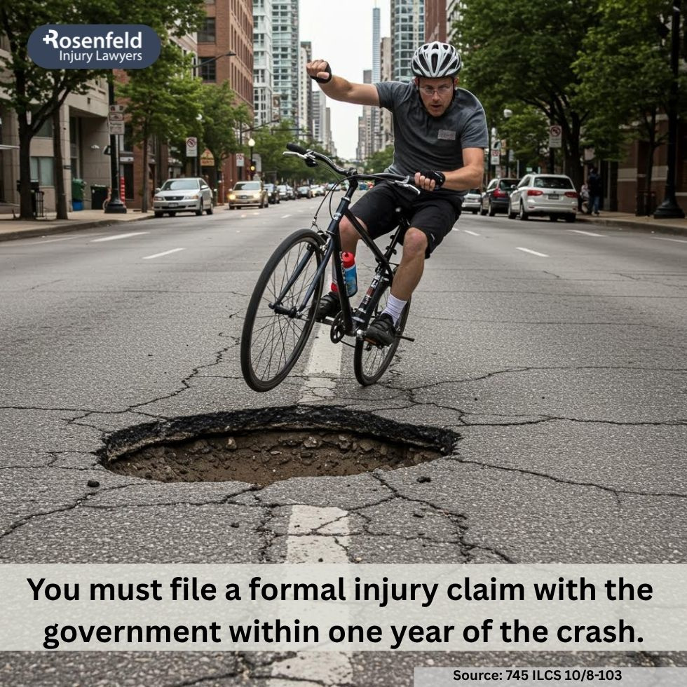 An experienced Chicago attorney discussing a pothole-related bicycle accident claim with an injured cyclist.