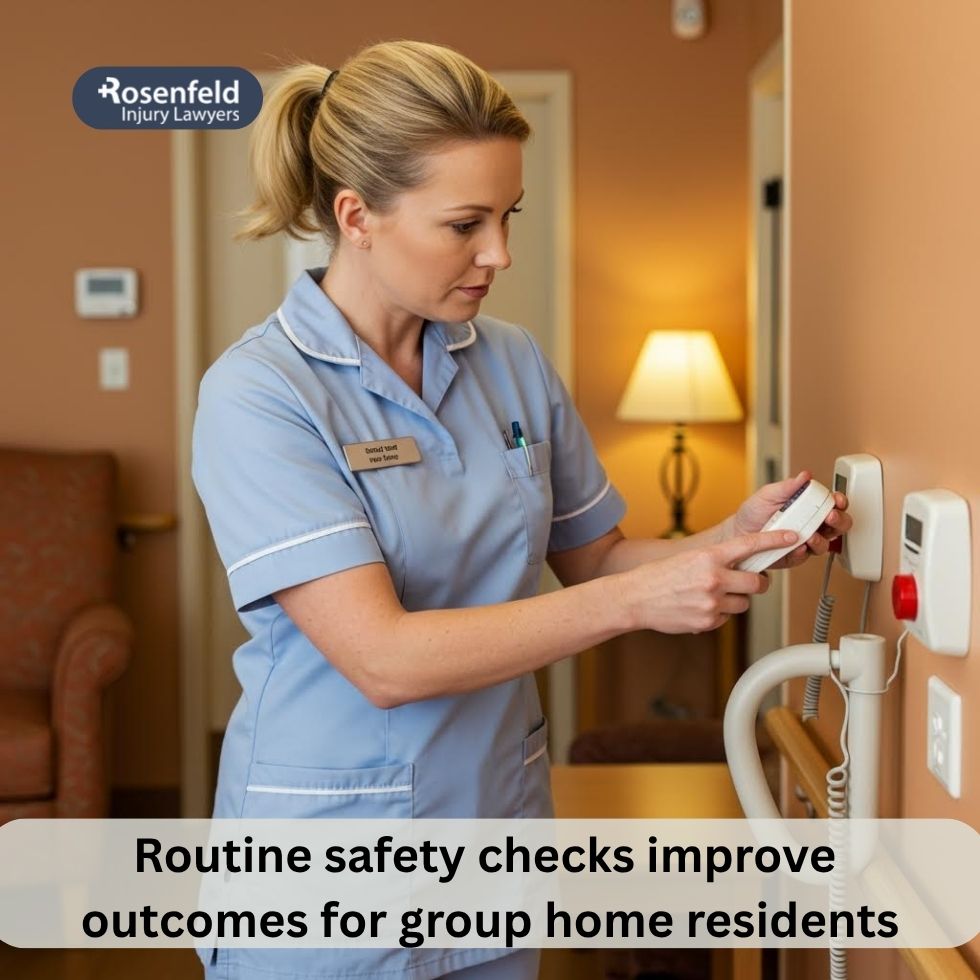 Staff performing a safety check to protect residents in a group home.