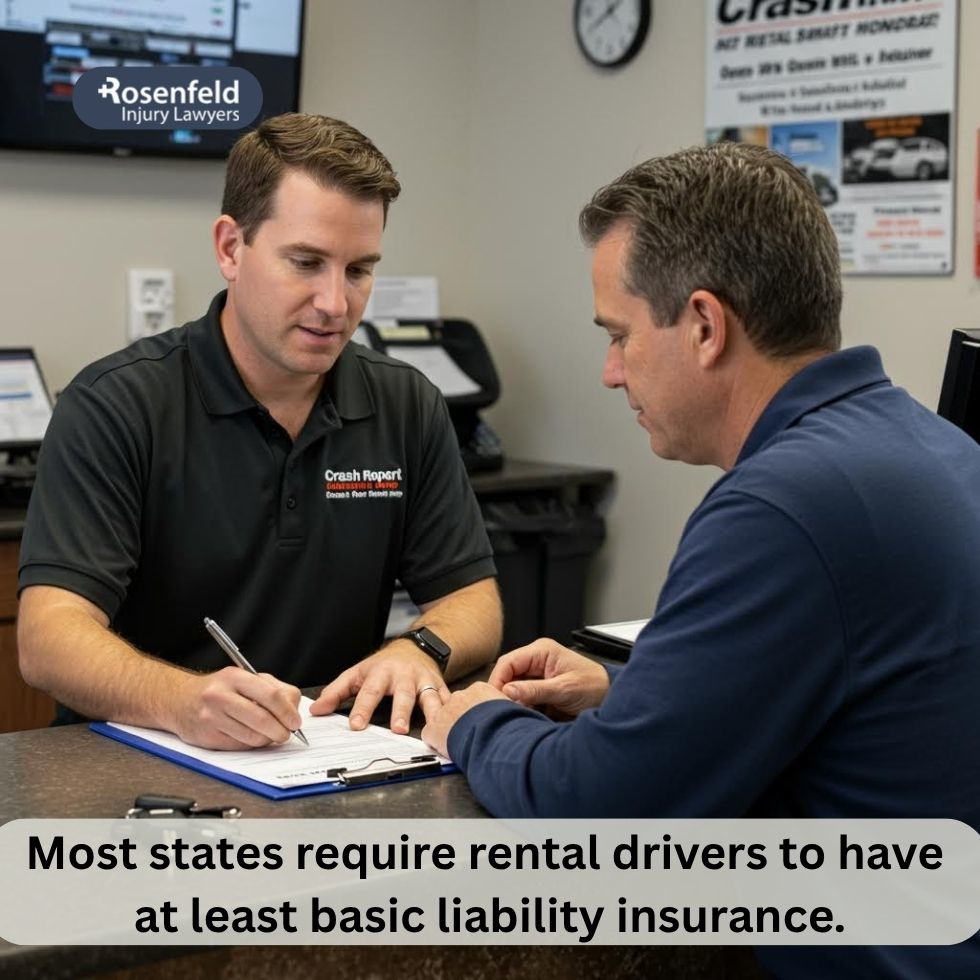 Insurance policy being reviewed after a rental car accident.