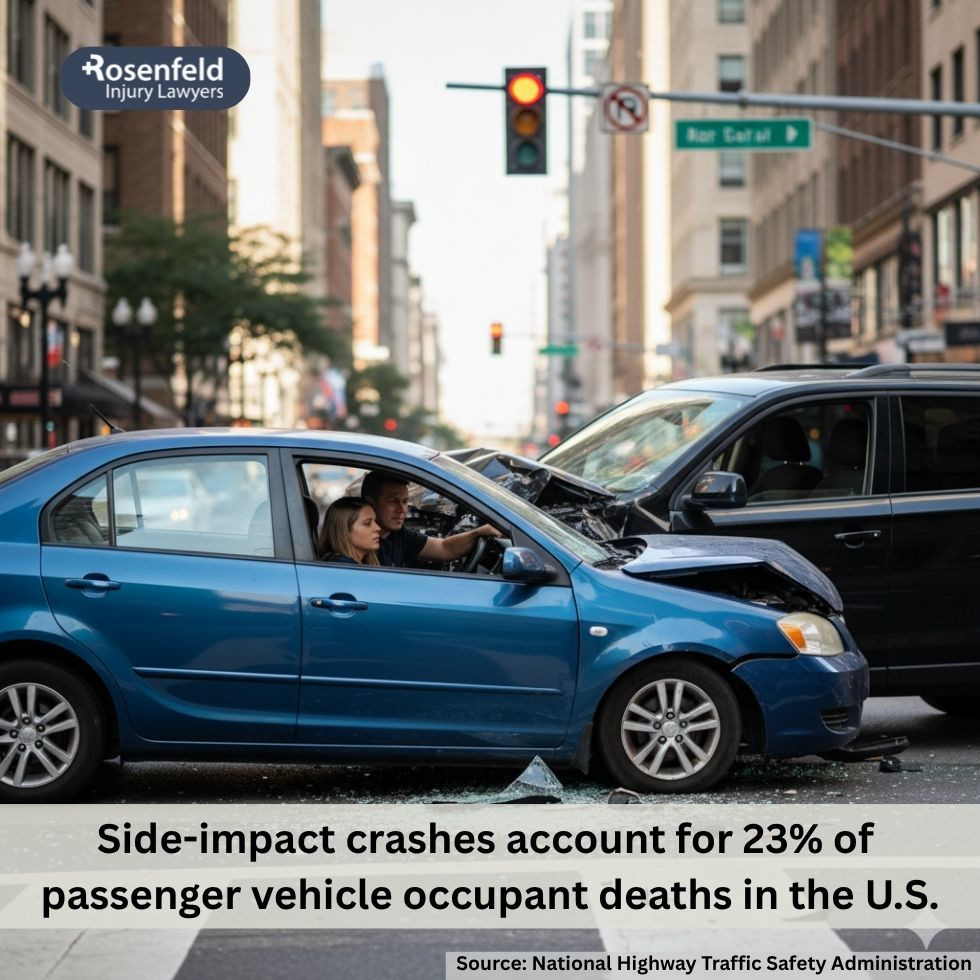 Victim with serious injuries after a side-impact car accident