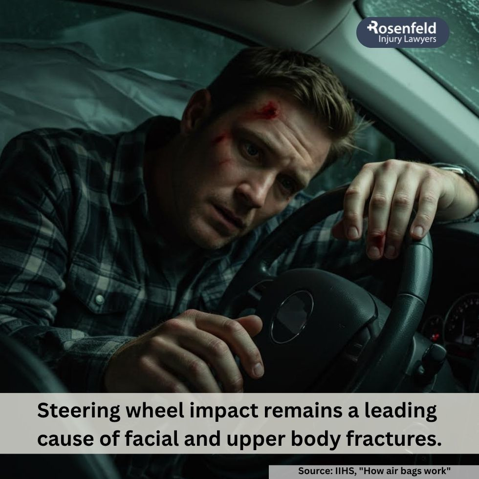Law firm handling traumatic brain and head injuries from steering wheel impacts in car crashes.