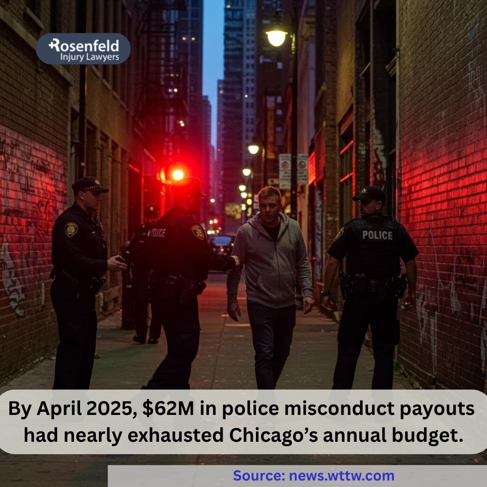 Chicago lawyer reviewing law enforcement brutality statistics and misconduct trends.