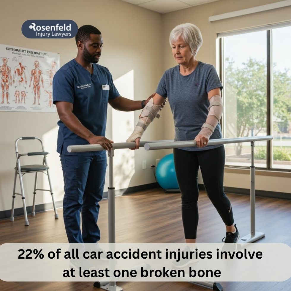 Fractures and broken bones caused by a serious car accident
