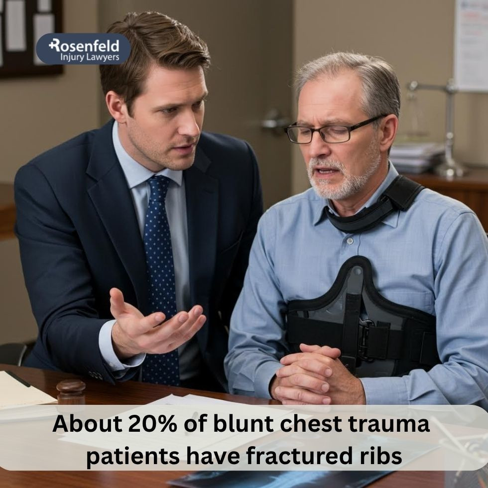 Law firm representing a car accident victim with broken rib injuries.