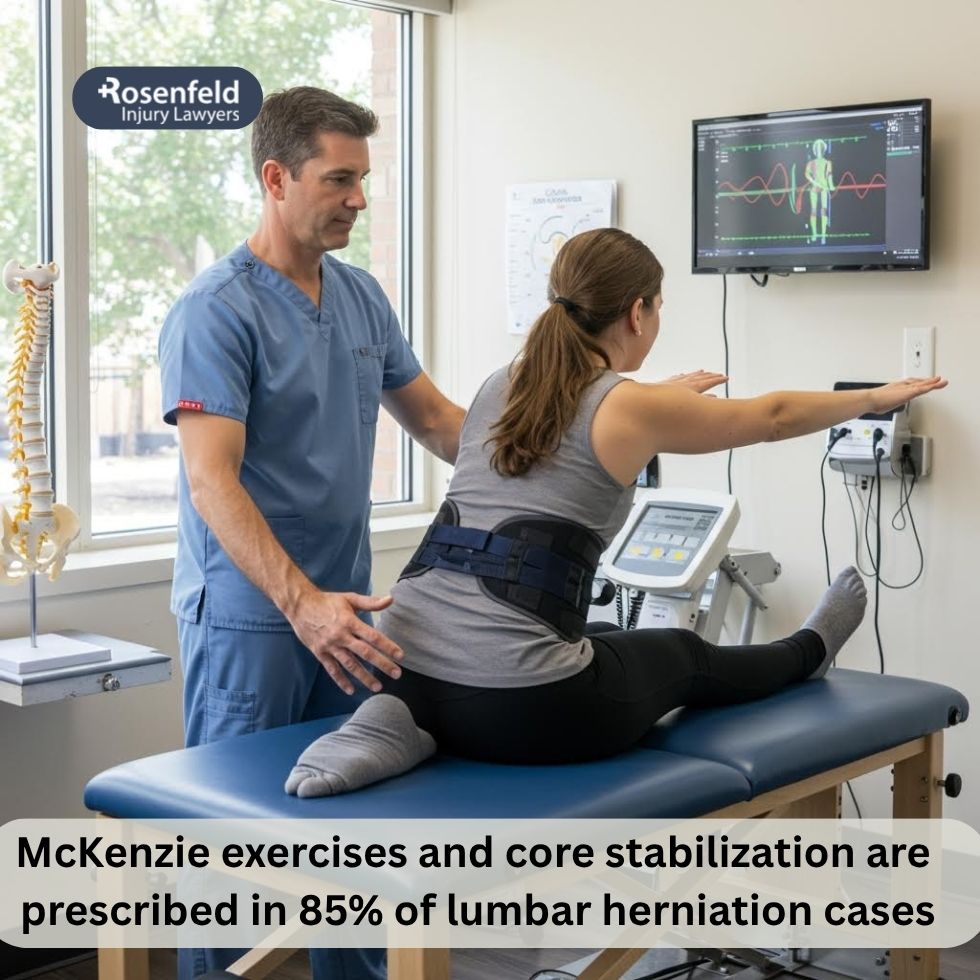 Physical therapy session for herniation after a car accident