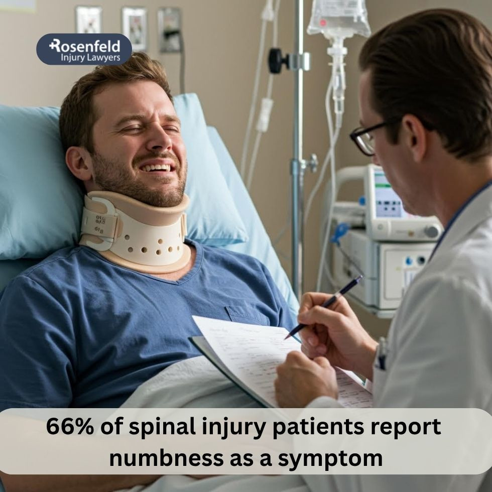 Lawyer consulting with a car accident victim experiencing numbness and nerve damage.