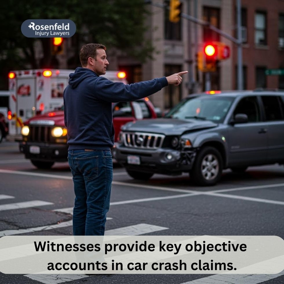Attorney discussing witness testimony in a car accident personal injury case.