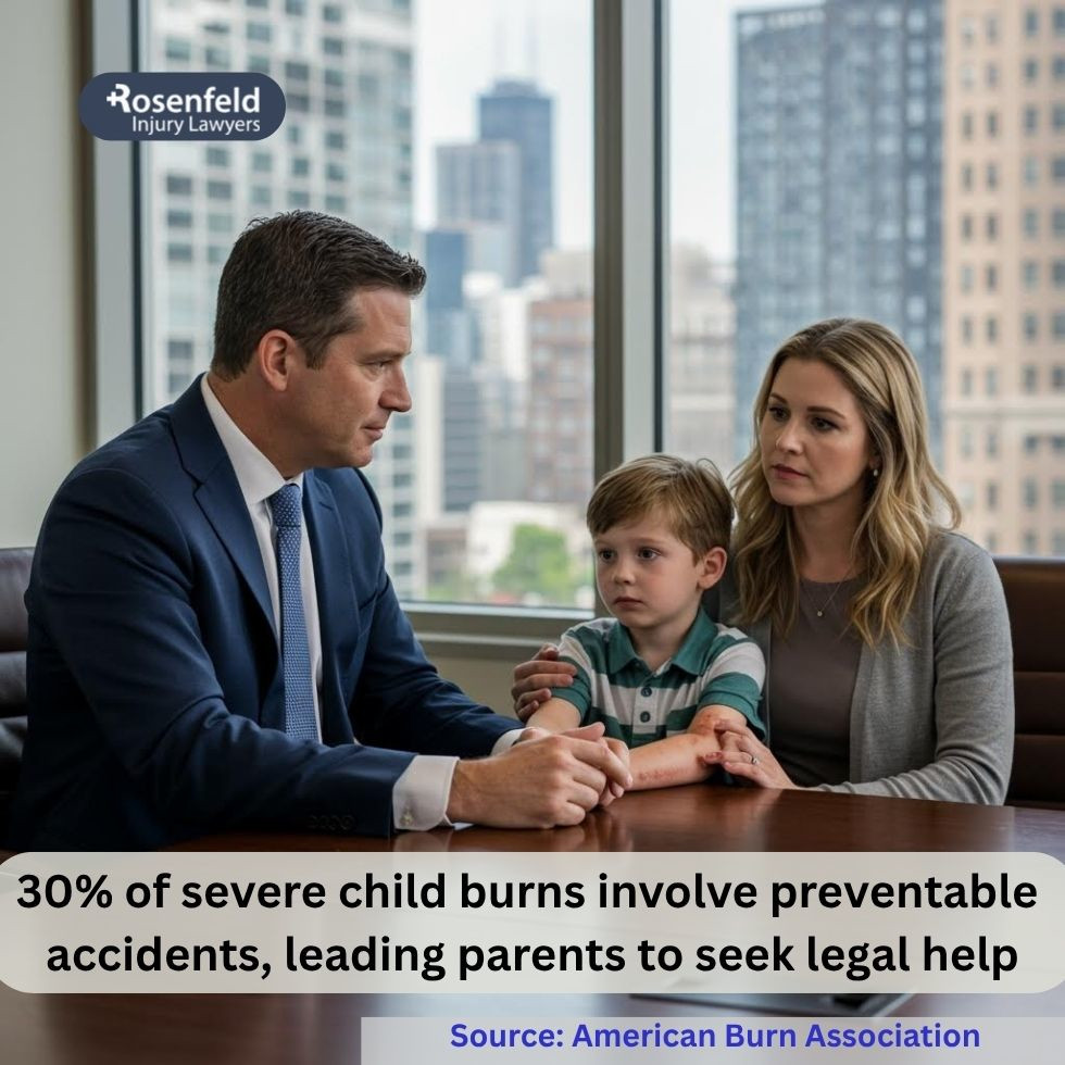 Concerned parent speaking with a personal injury attorney after a child’s severe burn