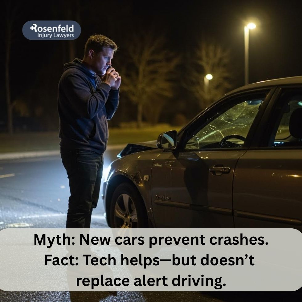Infographic comparing myths and facts about car accident injuries and compensation.

