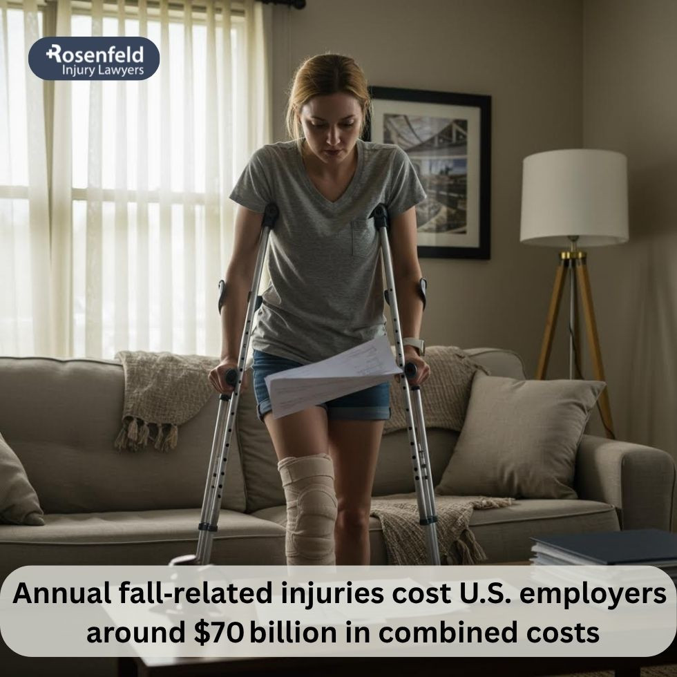 Lawyer calculating potential settlement for slip and fall injury