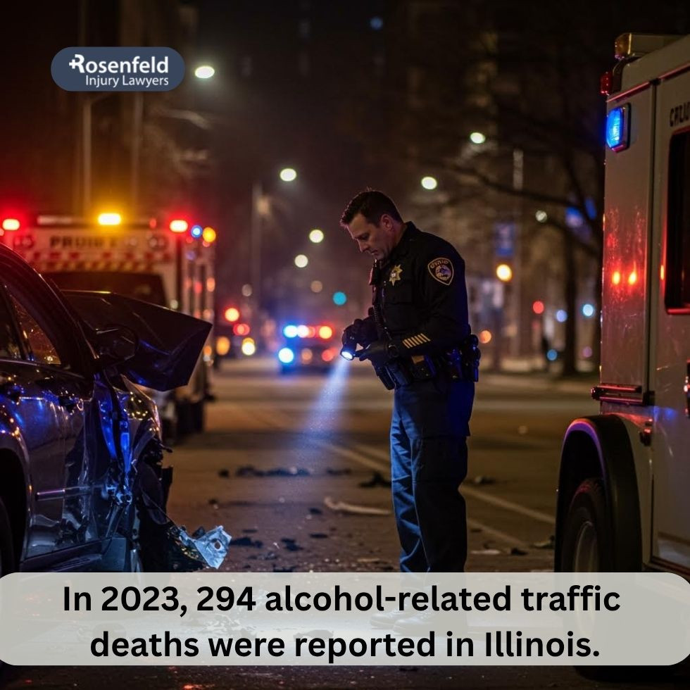 Chicago police conducting an investigation at the scene of a fatal car accident.
