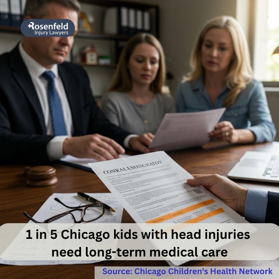 Parents speaking with a lawyer about their child’s head injury.
