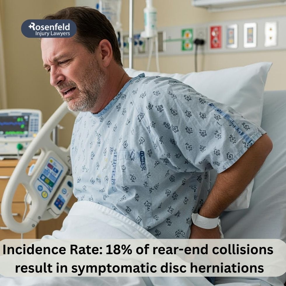 MRI scan showing herniated disc after spinal trauma in a car accident