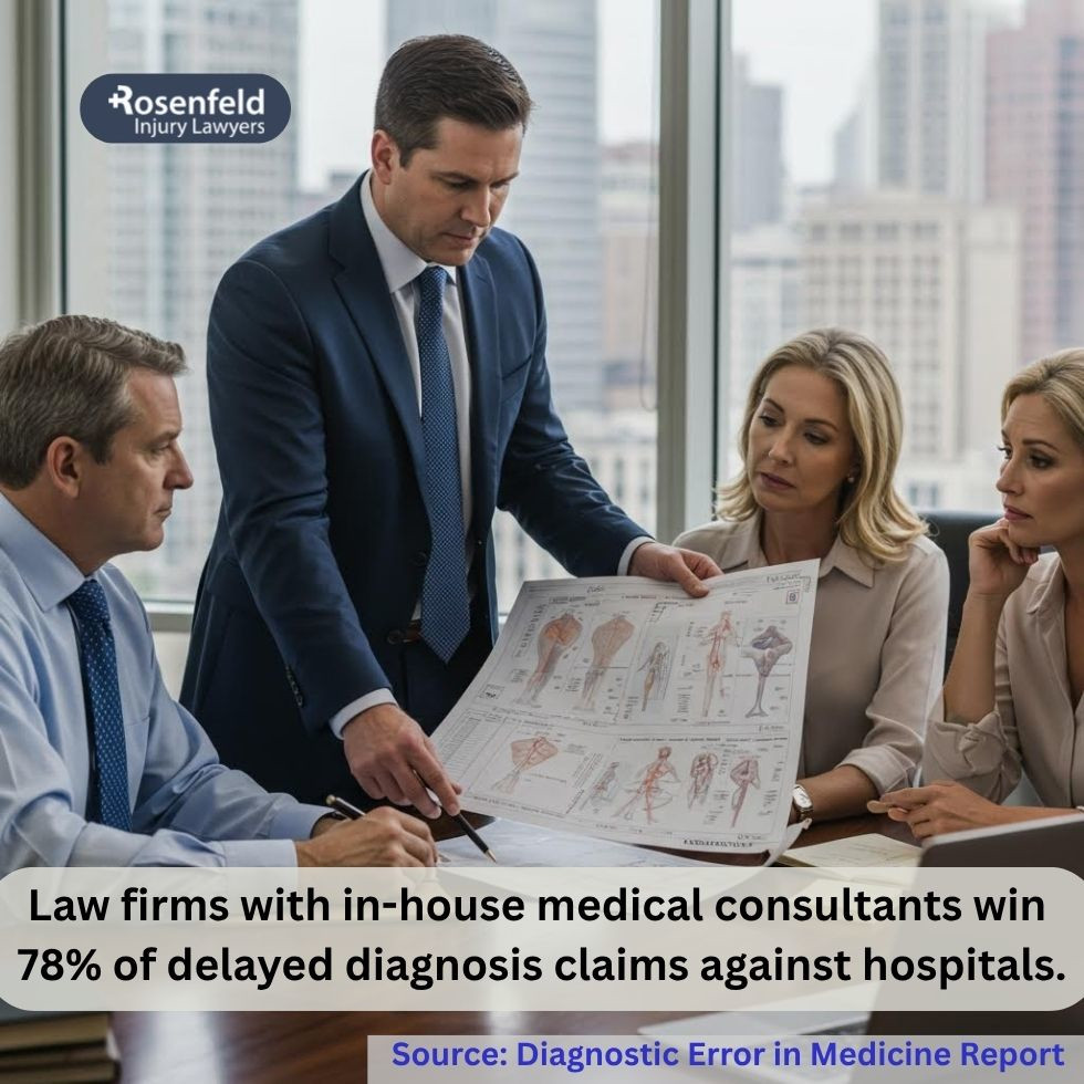 Chicago attorney reviewing documents for a medical malpractice lawsuit against a hospital