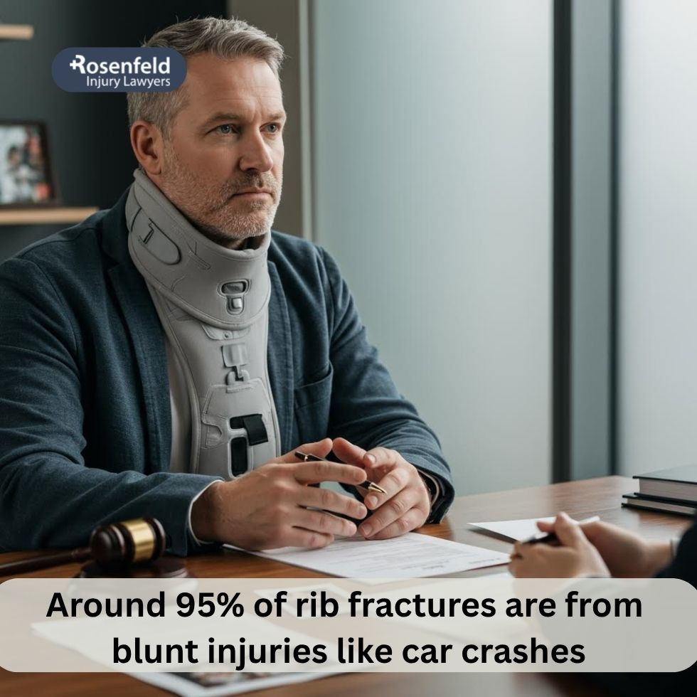 Chicago lawyer helping a client with broken ribs after a car accident.