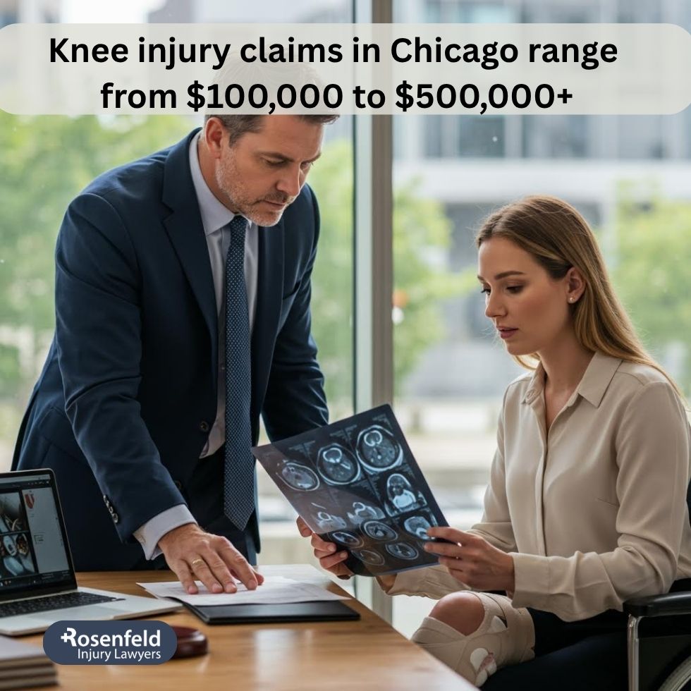 Lawyer helping a car accident victim with a personal injury knee claim