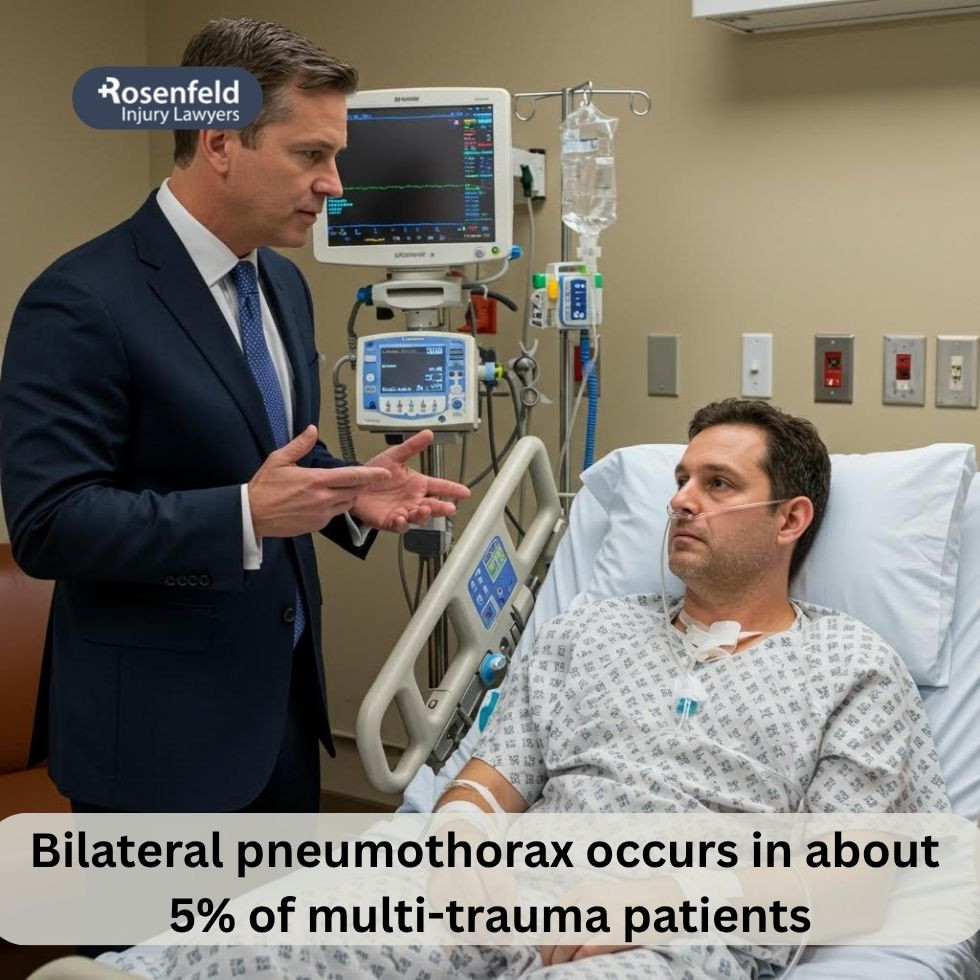Attorney advising a patient receiving medical care for lung injury after a crash.