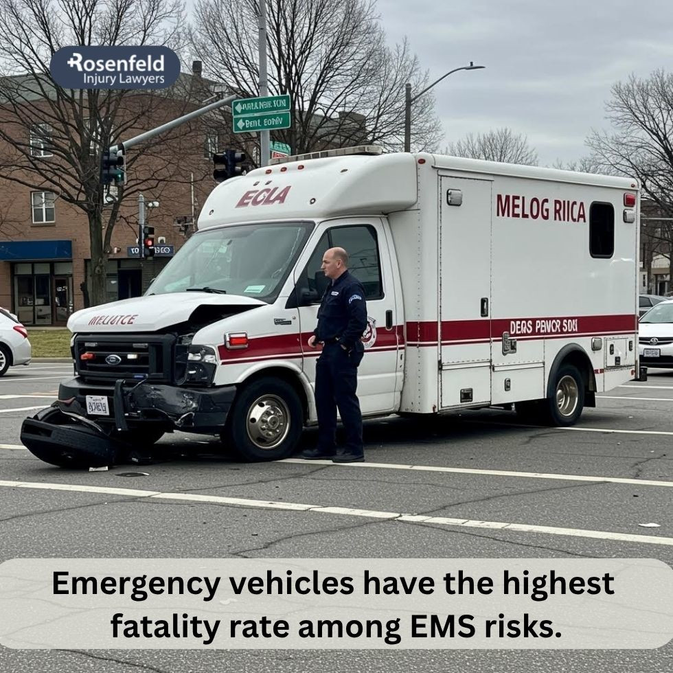 Attorney reviewing a case involving a car accident with a medical transport vehicle.
