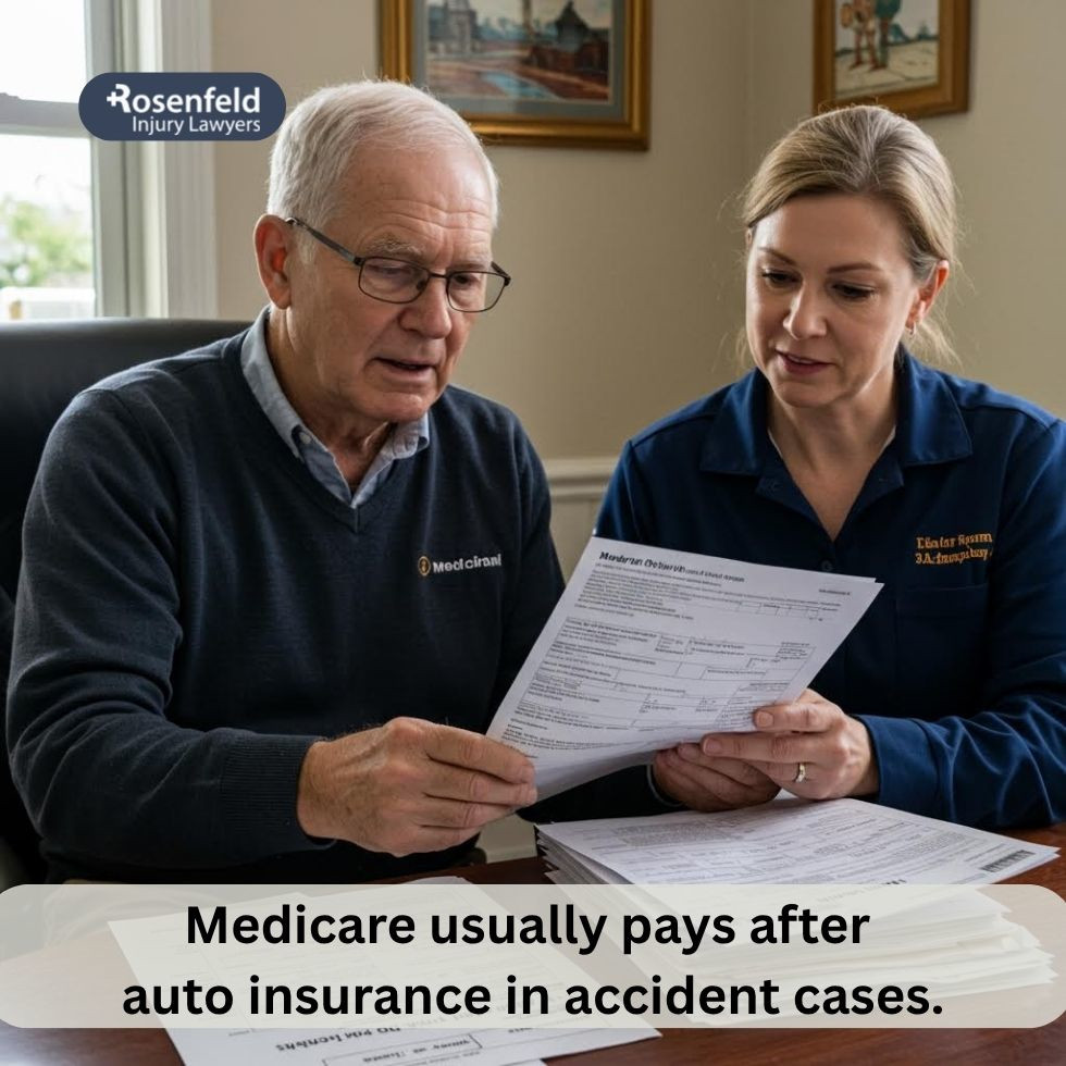 Medicare documentation being reviewed after a car accident injury.
