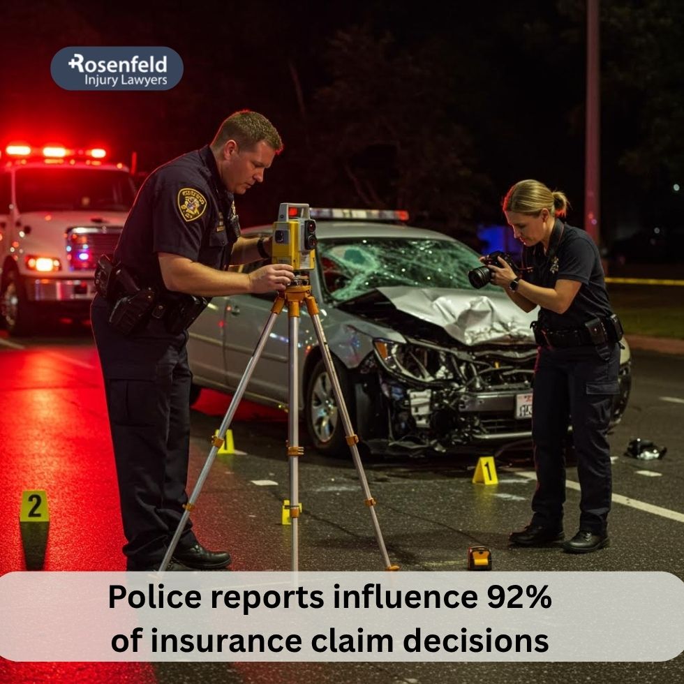 Police documenting a car crash scene for insurance and legal purposes